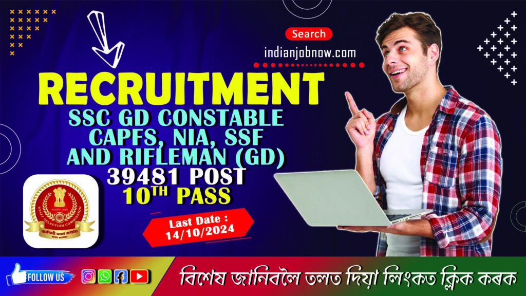 SSC GD Constable Online Form 2024 - 39481 Constable GD Posts