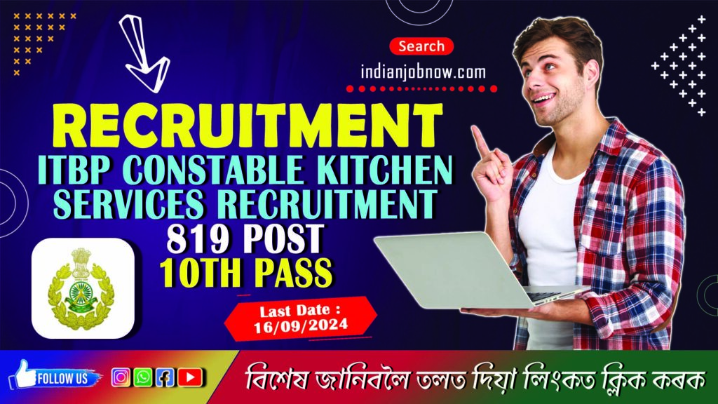 ITBP Constable Kitchen Services Recruitment 2024 - 819 Post Apply Online